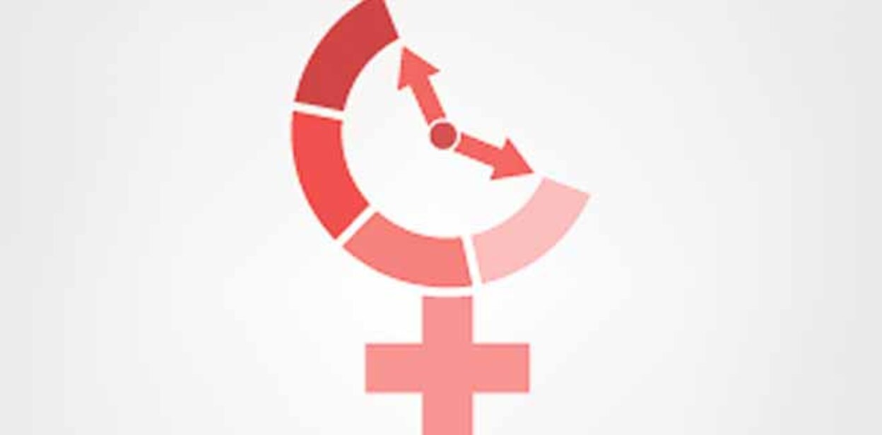 Menopause vector icon. Editable illustration in pink colors isolated on a white background. Medical, healthcare and feminine concept.