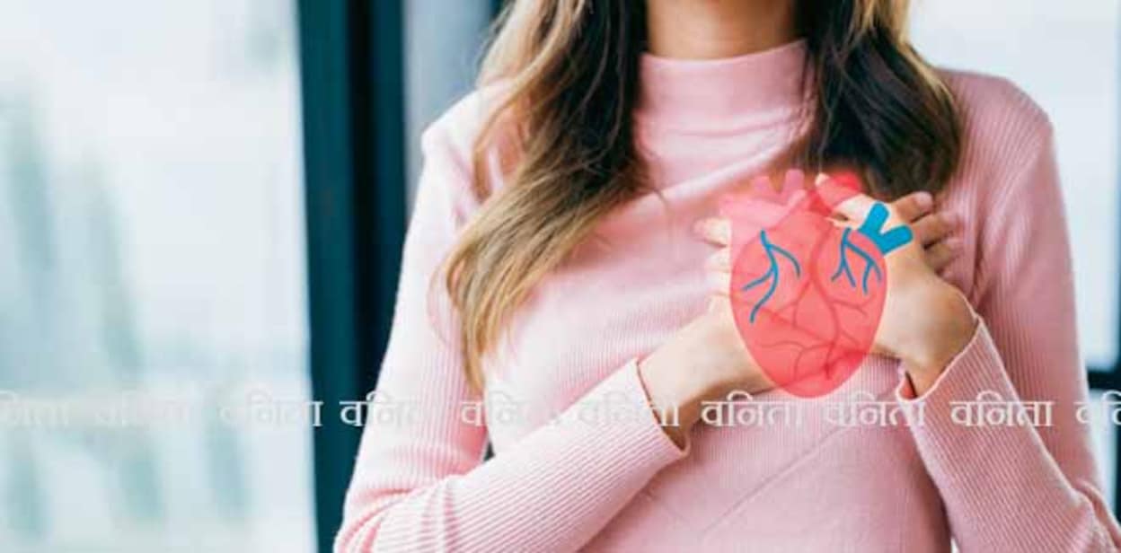 Woman having clutching chest with heart anatomy, heart attack, heart disease, Female with health care and Healthy feminine, World Heart Day concept.