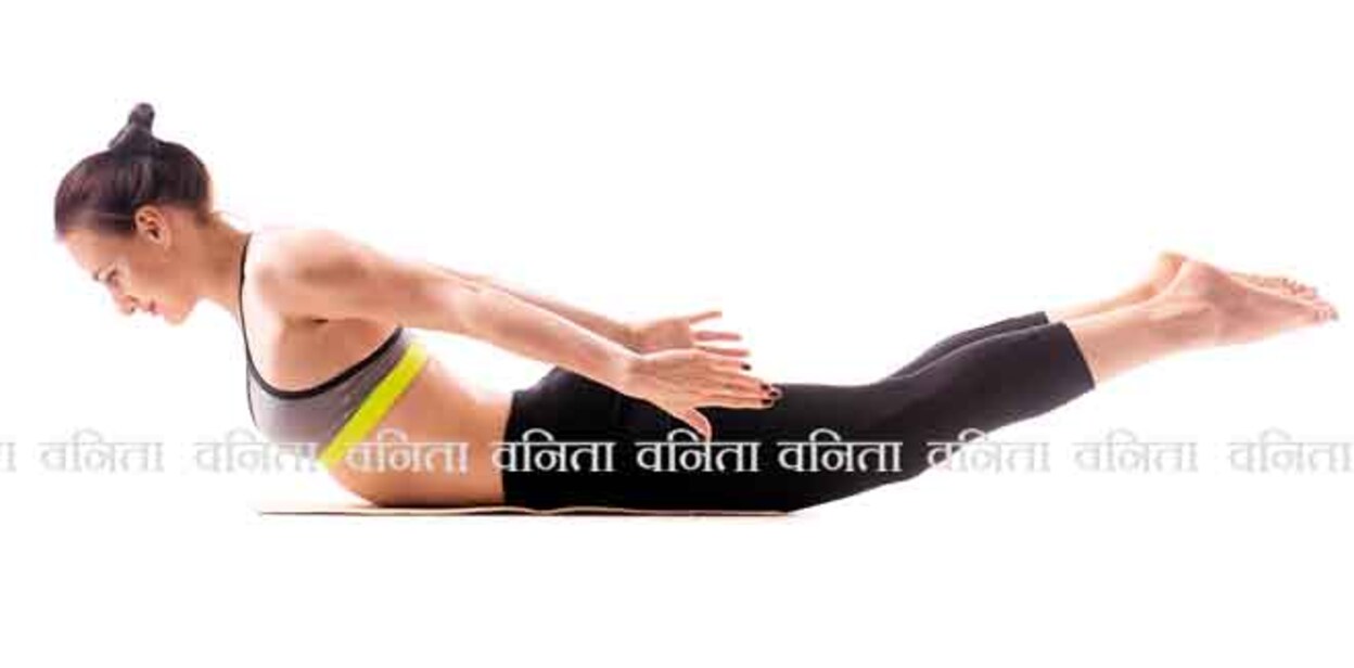 357321668 Sporty fit beautiful young brunette woman in sportswear bra and black pants working out, doing Salabhasana, Locust, Grasshopper Pose, Double Leg Kicks, studio full length, isolated, white background
