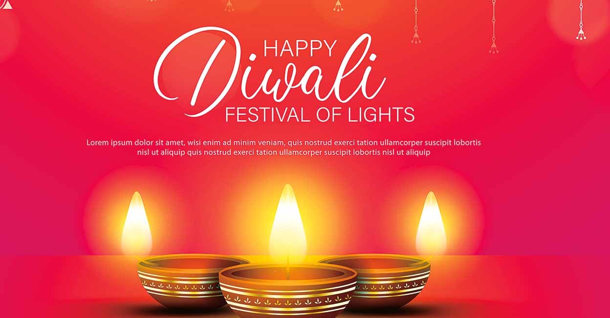 Happy Diwali - festival of lights colorful banner template design with decorative diya lamp. vector illustration.