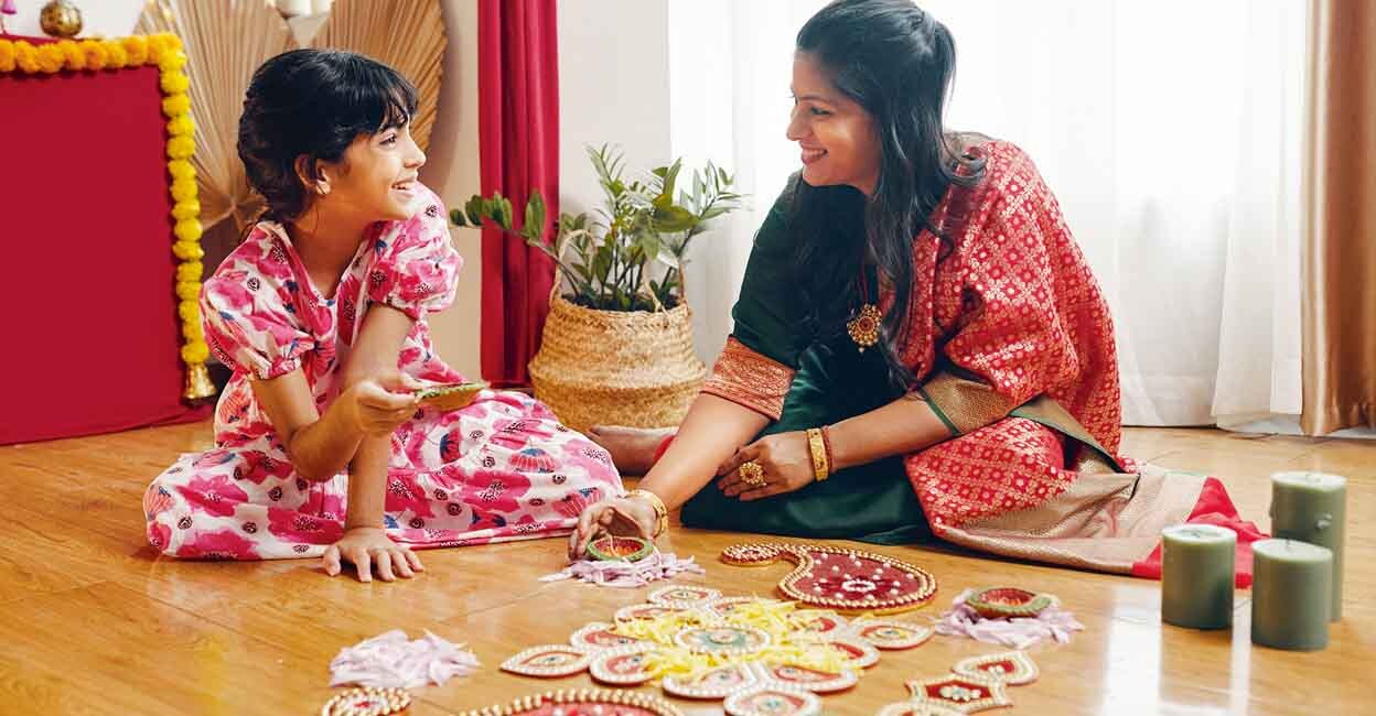 Celebrating Traditional Festival with Family Members