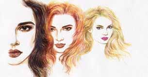 Woman face. Hand painted fashion illustration